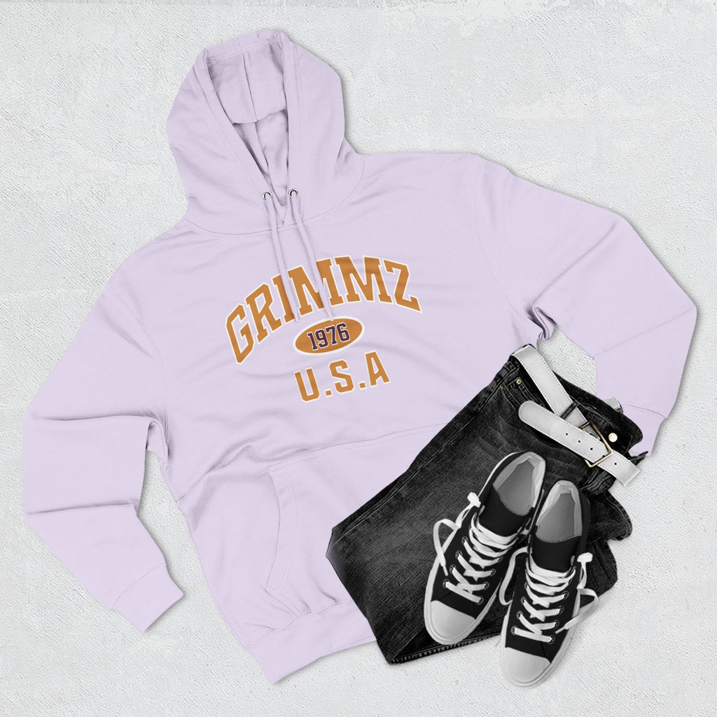 Grimmz 1976 U.S.A. Hoodie — Vintage Collegiate Fleece Pullover