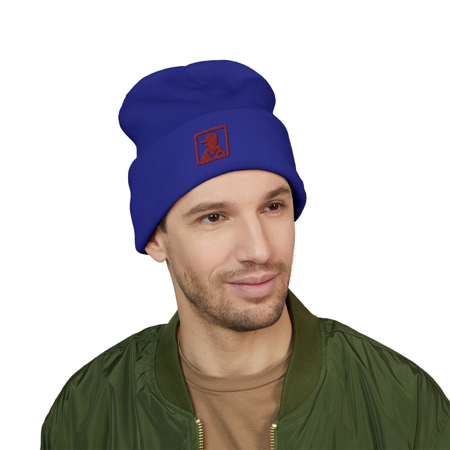 Minimalist Bear Patch Cuffed Beanie