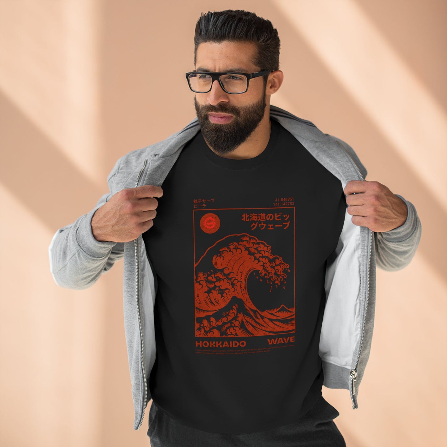 Hokkaido Wave Graphic Crewneck Sweatshirt