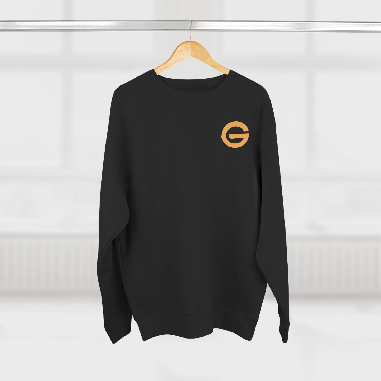 Minimal Logo Crewneck Sweatshirt — Small Orange 'G' Chest Emblem