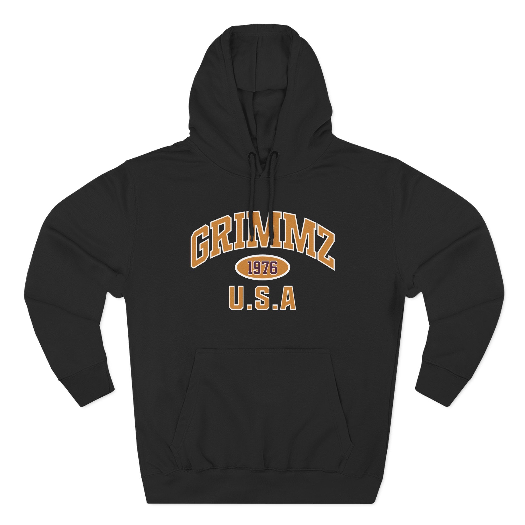 Grimmz 1976 U.S.A. Hoodie — Vintage Collegiate Fleece Pullover