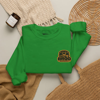 Burger Logo Sweatshirt — 'BROO Burgers' Retro Fast Food Crewneck