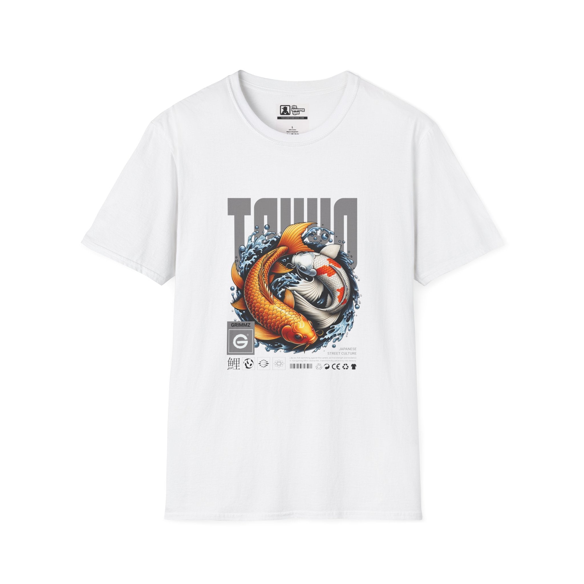 Koi Wave Graphic T-Shirt — Taiko-Inspired Koi Fish Design