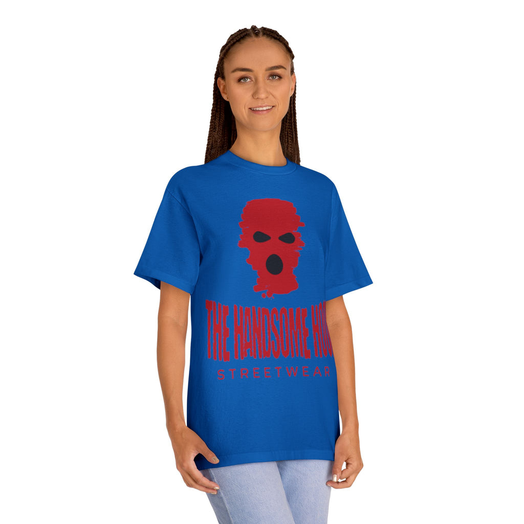 The Handsome Hood Streetwear Tee — Red Balaclava Graphic T-Shirt