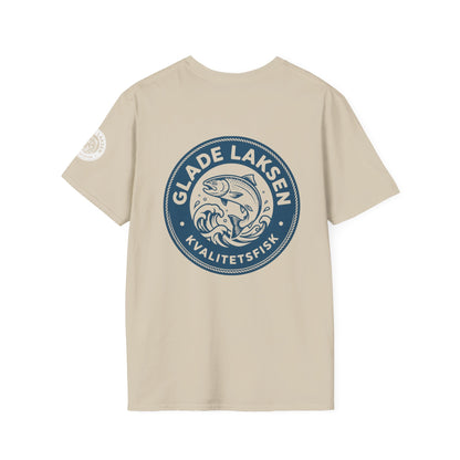 Glade Laksen Kvalitetsfisk T-Shirt — Vintage Salmon Fishing Tee