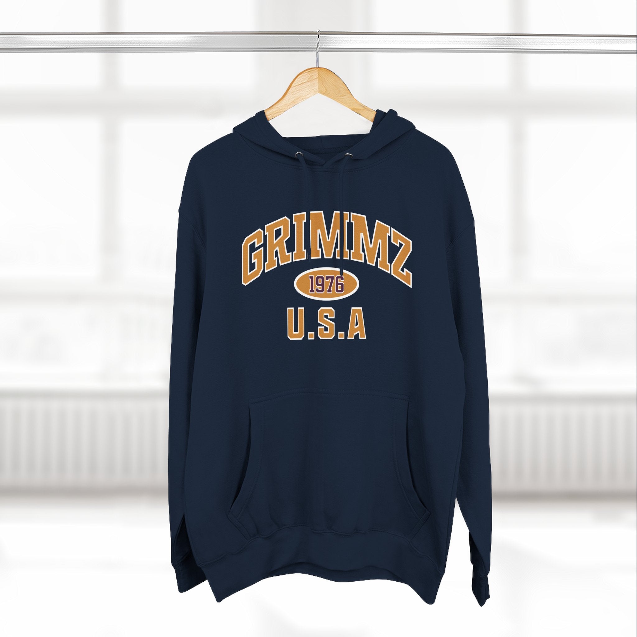 Grimmz 1976 U.S.A. Hoodie — Vintage Collegiate Fleece Pullover