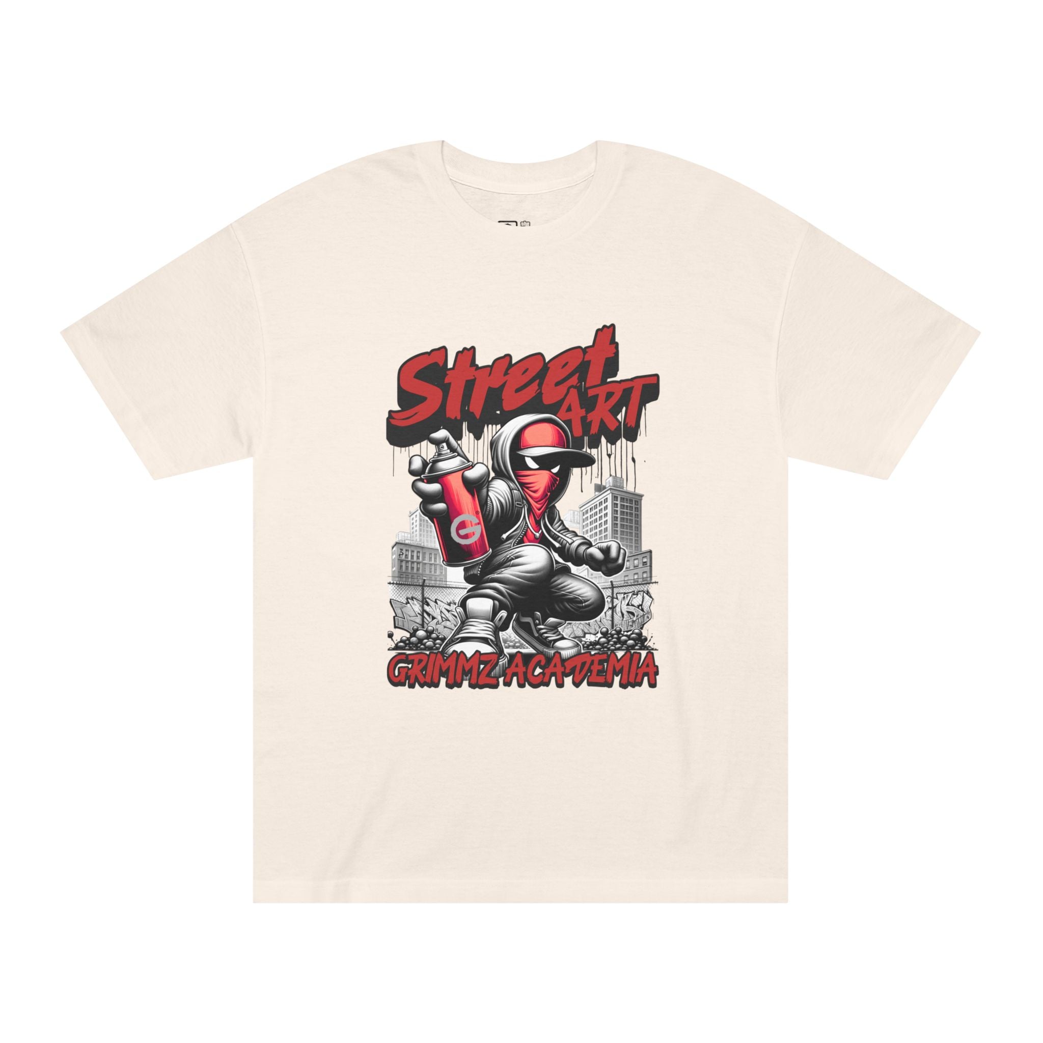Street Art Graffiti Tee — "Street Art" Graphic Spray-Paint Crewneck