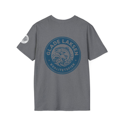 Glade Laksen Kvalitetsfisk T-Shirt — Vintage Salmon Fishing Tee