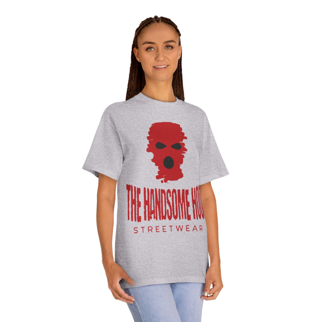 The Handsome Hood Streetwear Tee — Red Balaclava Graphic T-Shirt