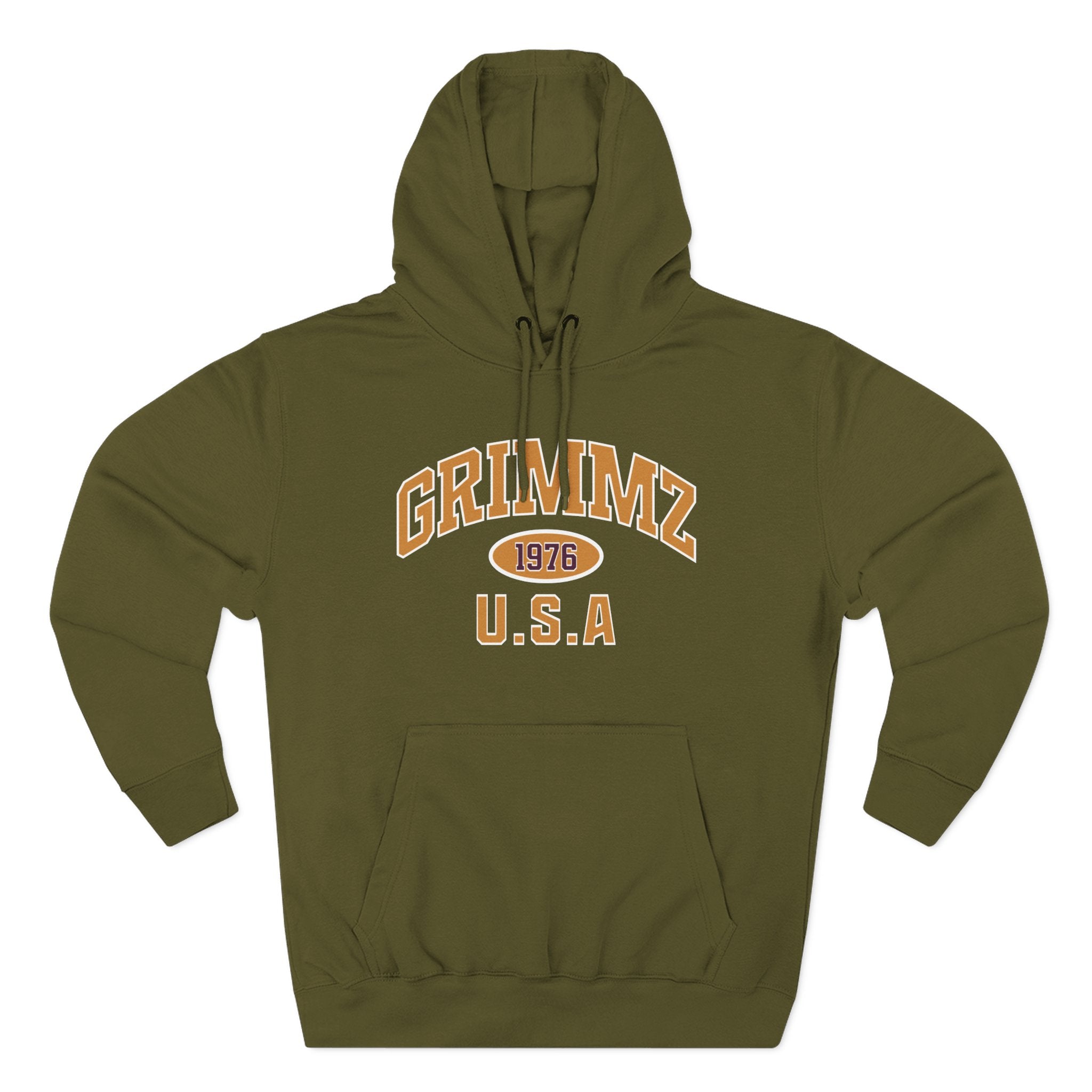Grimmz 1976 U.S.A. Hoodie — Vintage Collegiate Fleece Pullover