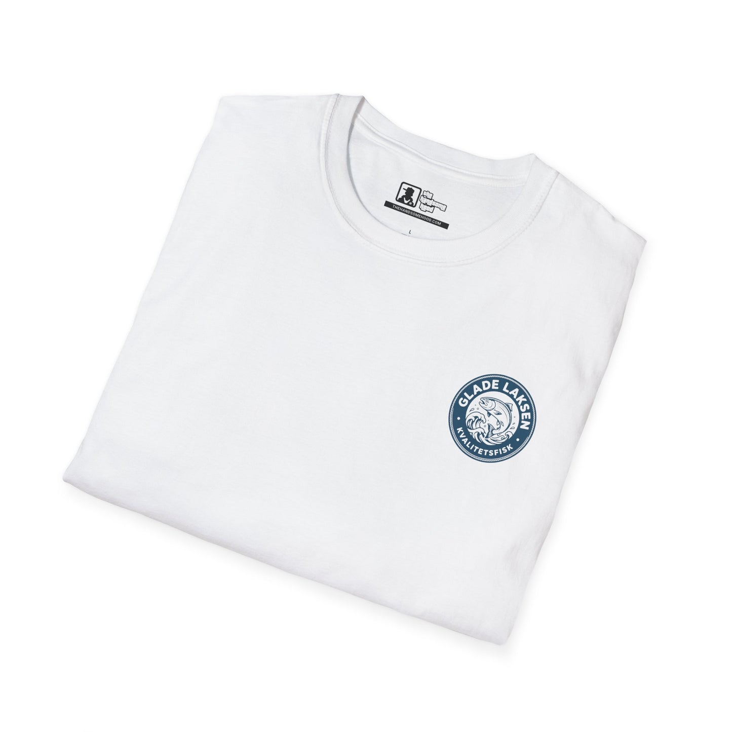 Glade Laksen Kvalitetsfisk T-Shirt — Vintage Salmon Fishing Tee