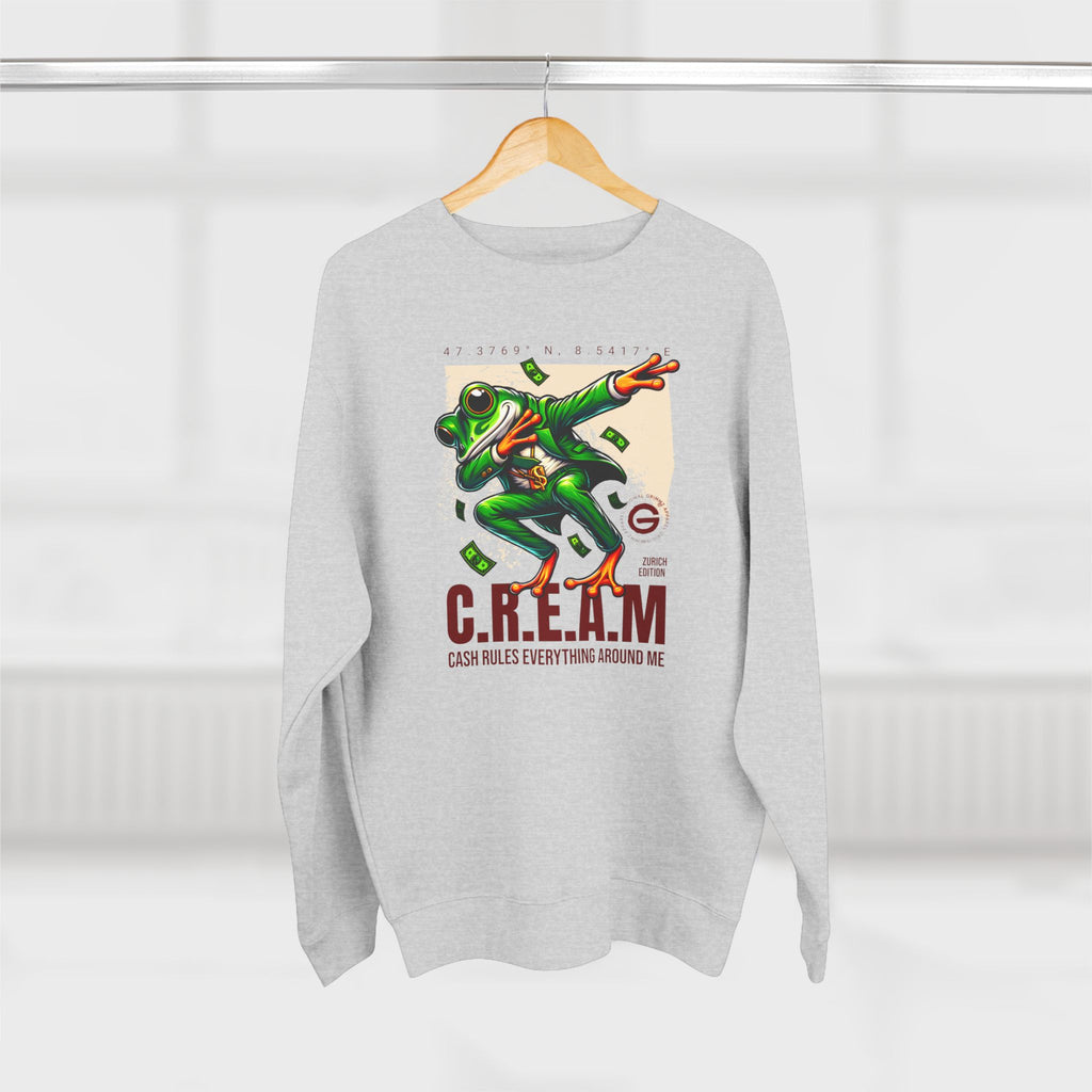 C.R.E.A.M. Frog Crewneck Sweatshirt – 'Cash Rules Everything Around Me' Graphic