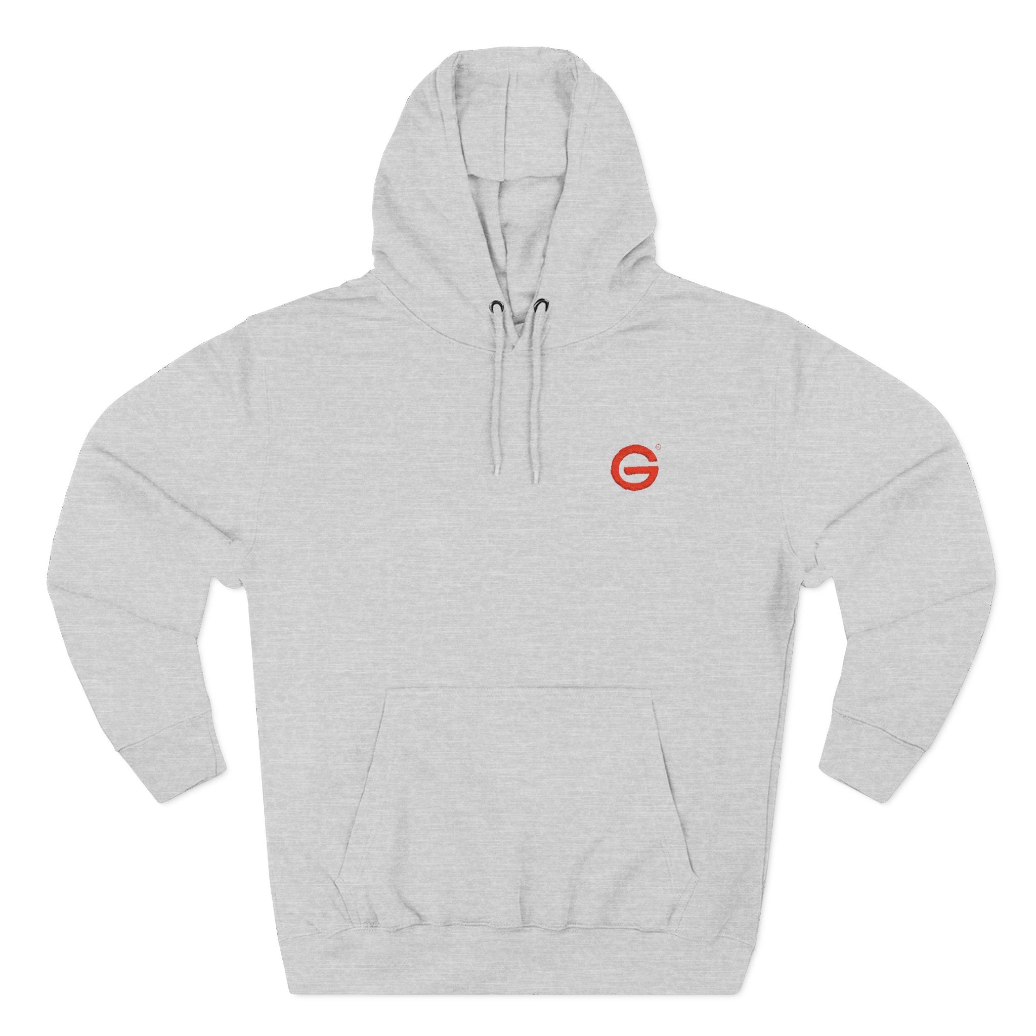 Minimalist Red 'G' Logo Hoodie - White Fleece Pullover