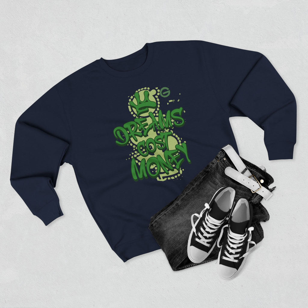 Dreams Cost Money Crewneck Sweatshirt – Green Graffiti Money Graphic