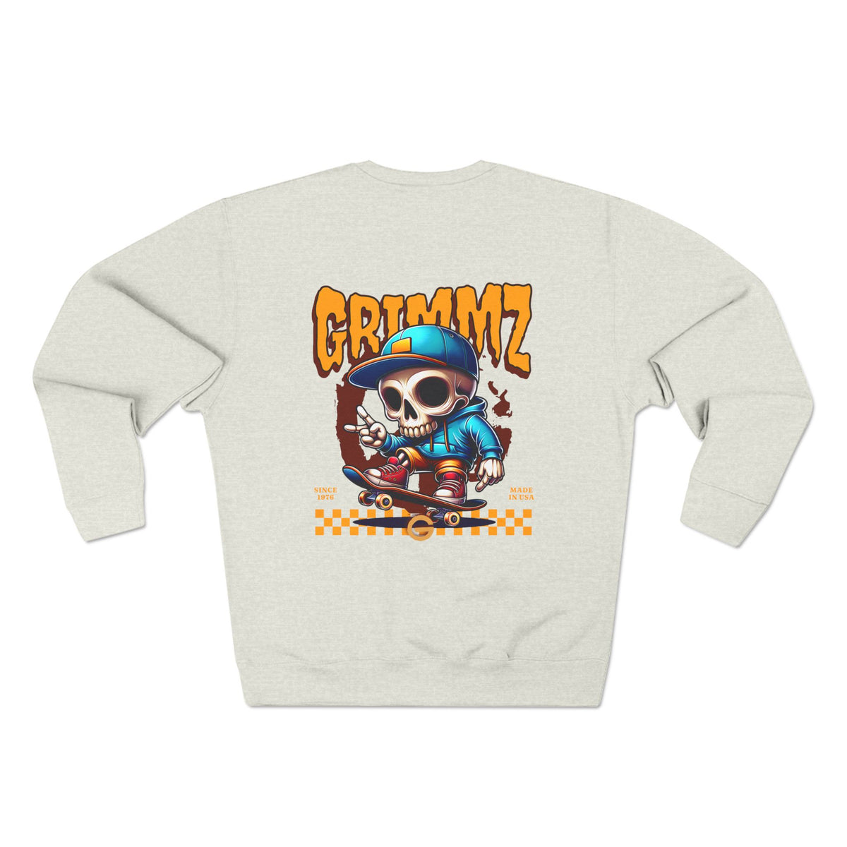GRIMMYZ Skull Skateboard Crewneck Sweatshirt