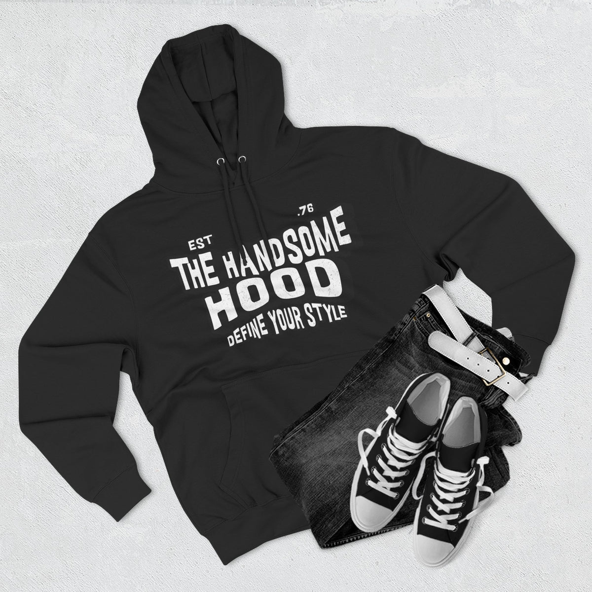 The Handsome Hood Fleece Hoodie - Retro Script Graphic Pullover