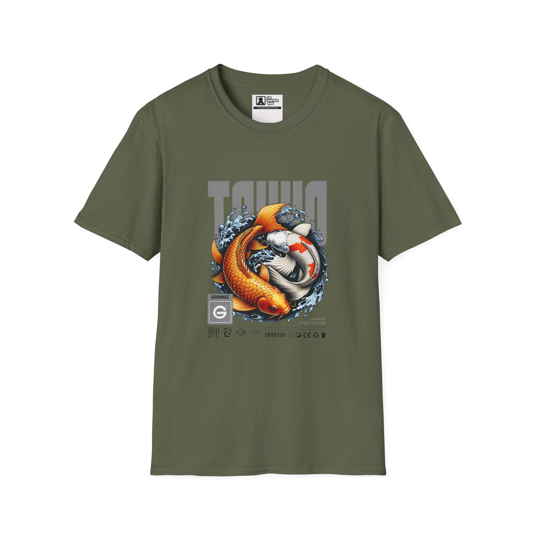 Koi Wave Graphic T-Shirt — Taiko-Inspired Koi Fish Design