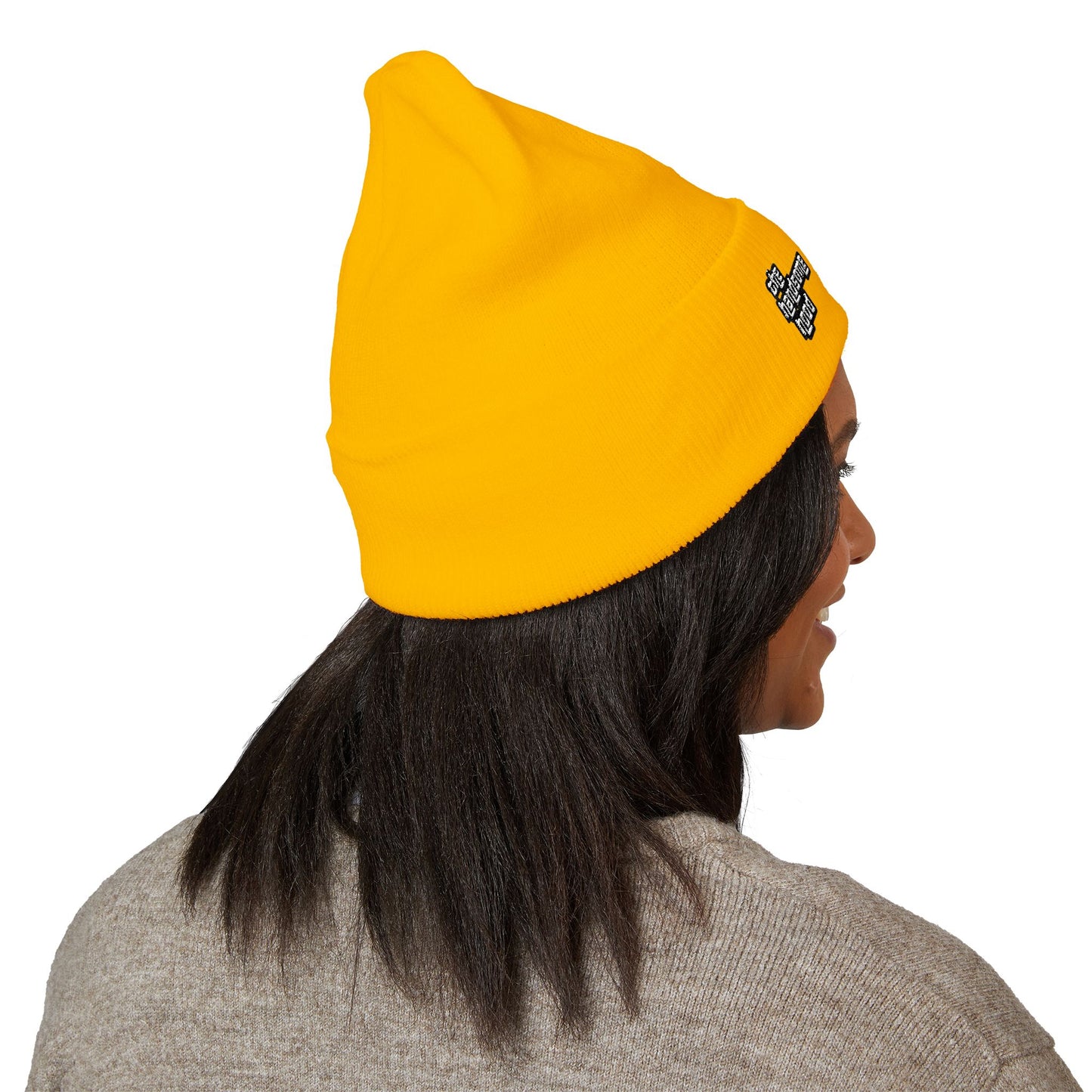 Minimalist White Logo Knit Beanie