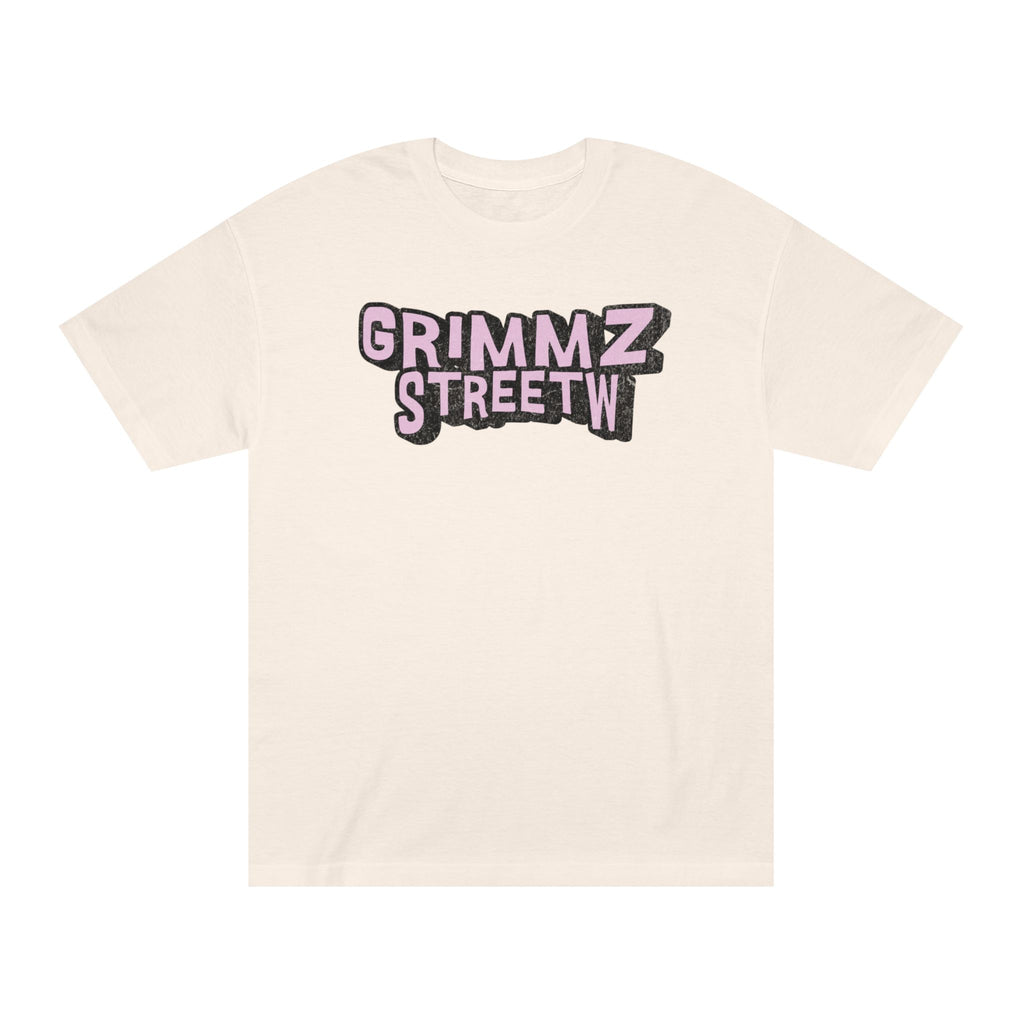 Grimmz Streetwear Tee — Pink Graffiti Logo T-Shirt