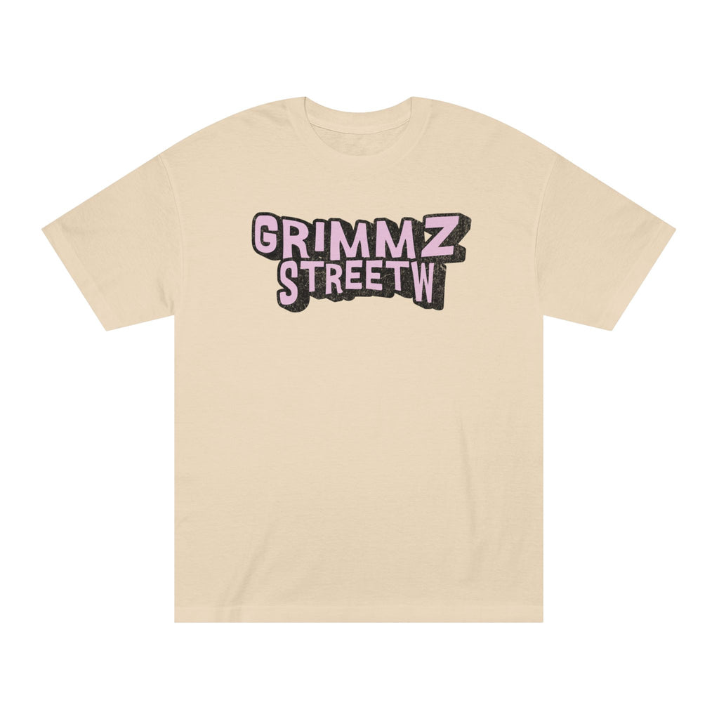 Grimmz Streetwear Tee — Pink Graffiti Logo T-Shirt