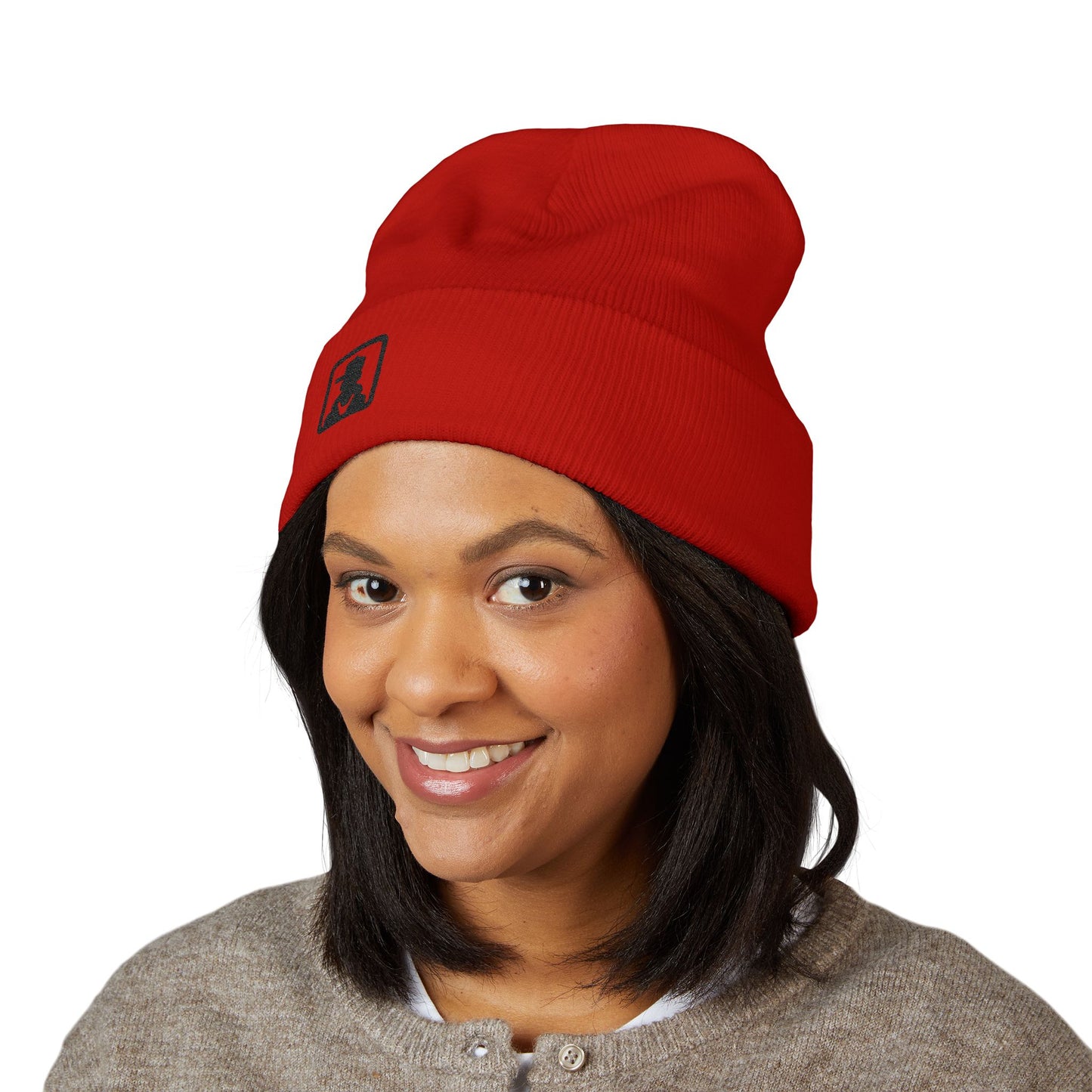 Embroidered Detective Silhouette Cuffed Beanie